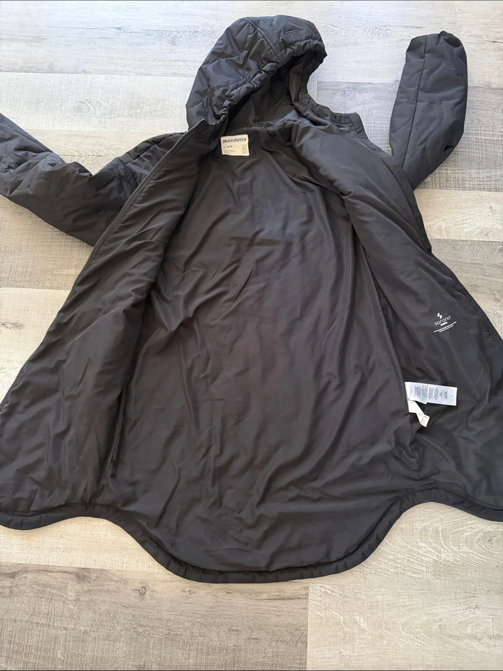 MONDETTA Girls Quilted Hooded Coat in Black Girls 14/16